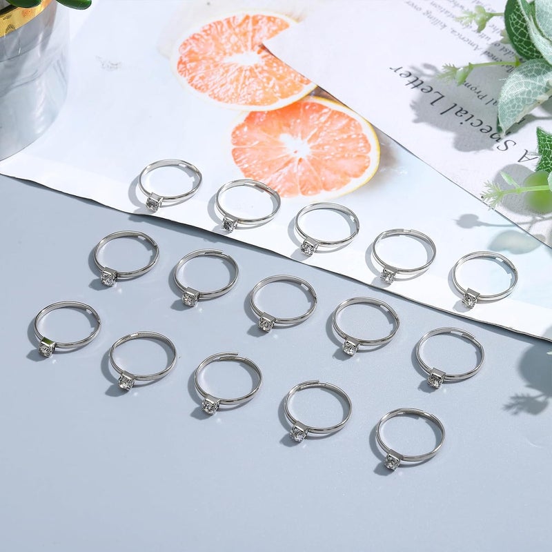 NEWITIN 120 Pieces Fake Rings Diamond Engagement Rings Silver Ring for Bridal Shower Party Game Wedding Table Decorations - Image 4
